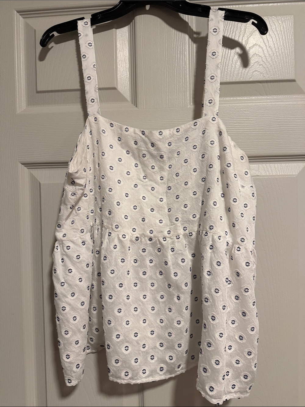 LOFT White Top with Cream Label and Brown Logo